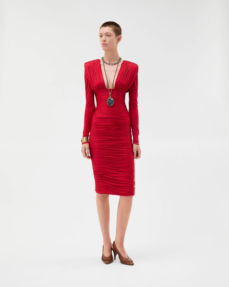 VERSACE Draped Silk Crêpe Jersey Midi Dress outlook