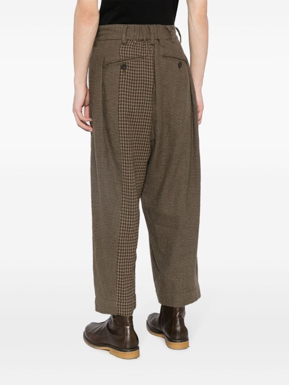 panelled pleated drop-crotch trousers - 4