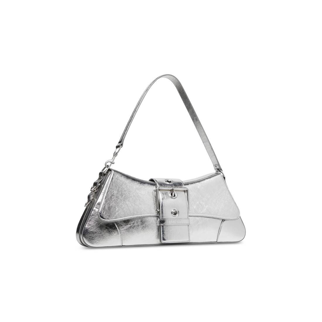Women's Lindsay Large Shoulder Bag Pleated Mirror Effect in Silver 3