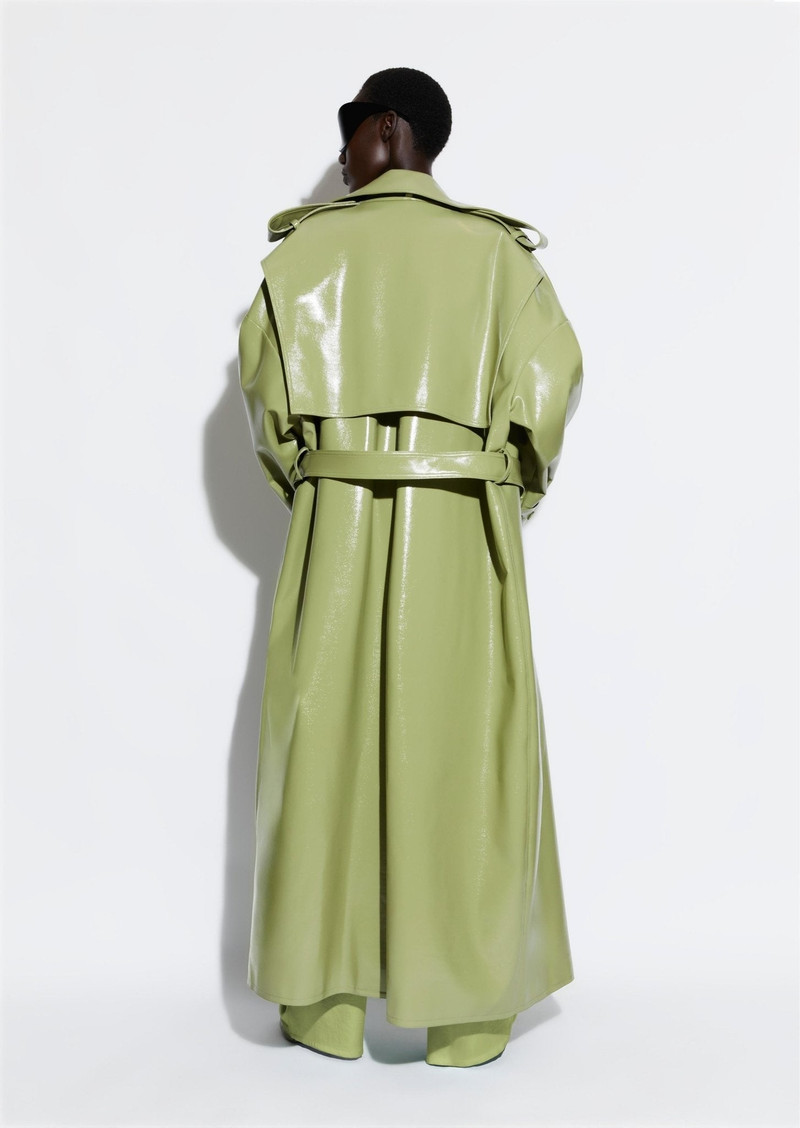 Patent Faux Leather Double Breasted Trench 4
