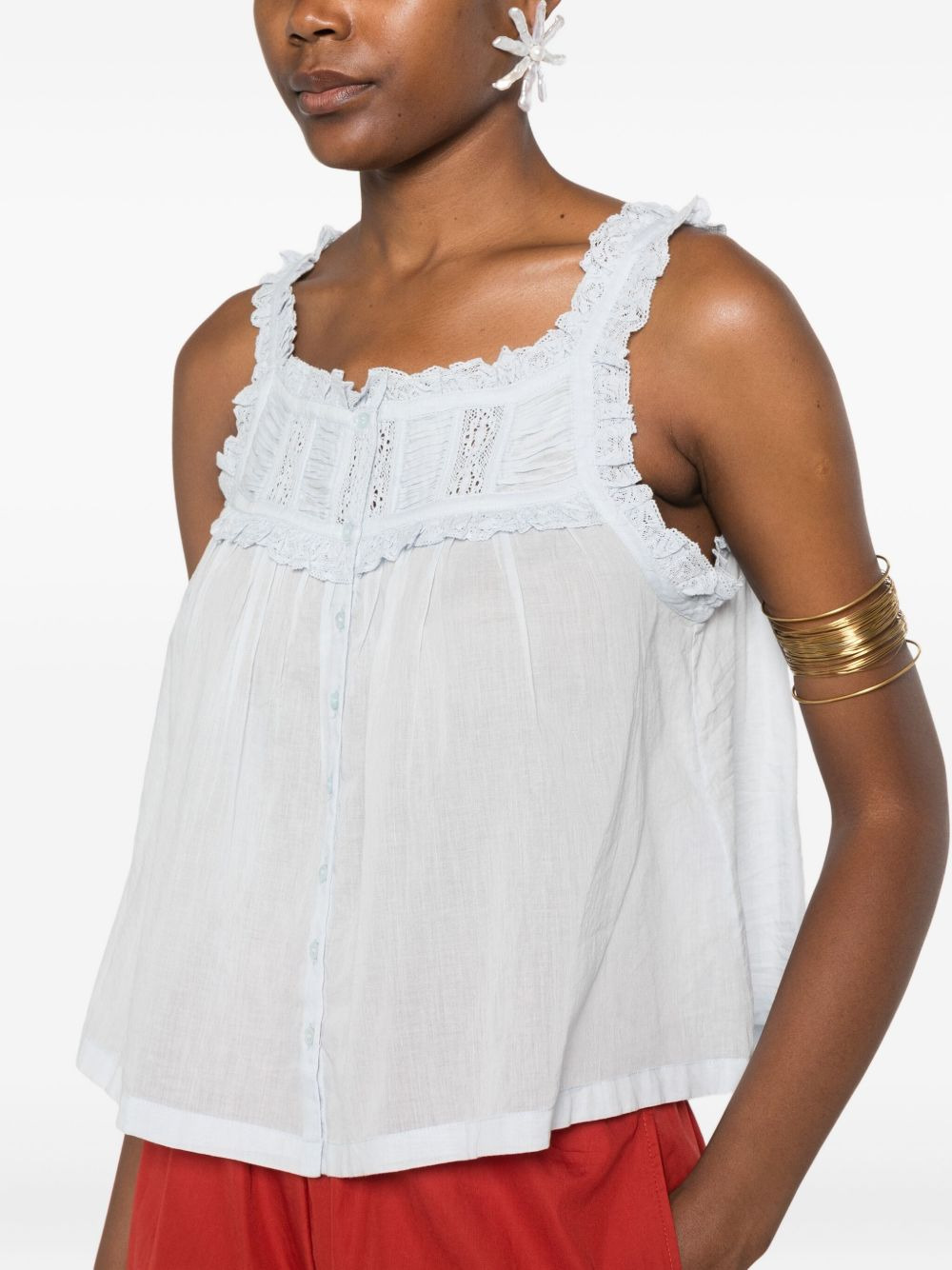 frill-trimmed button top - 5
