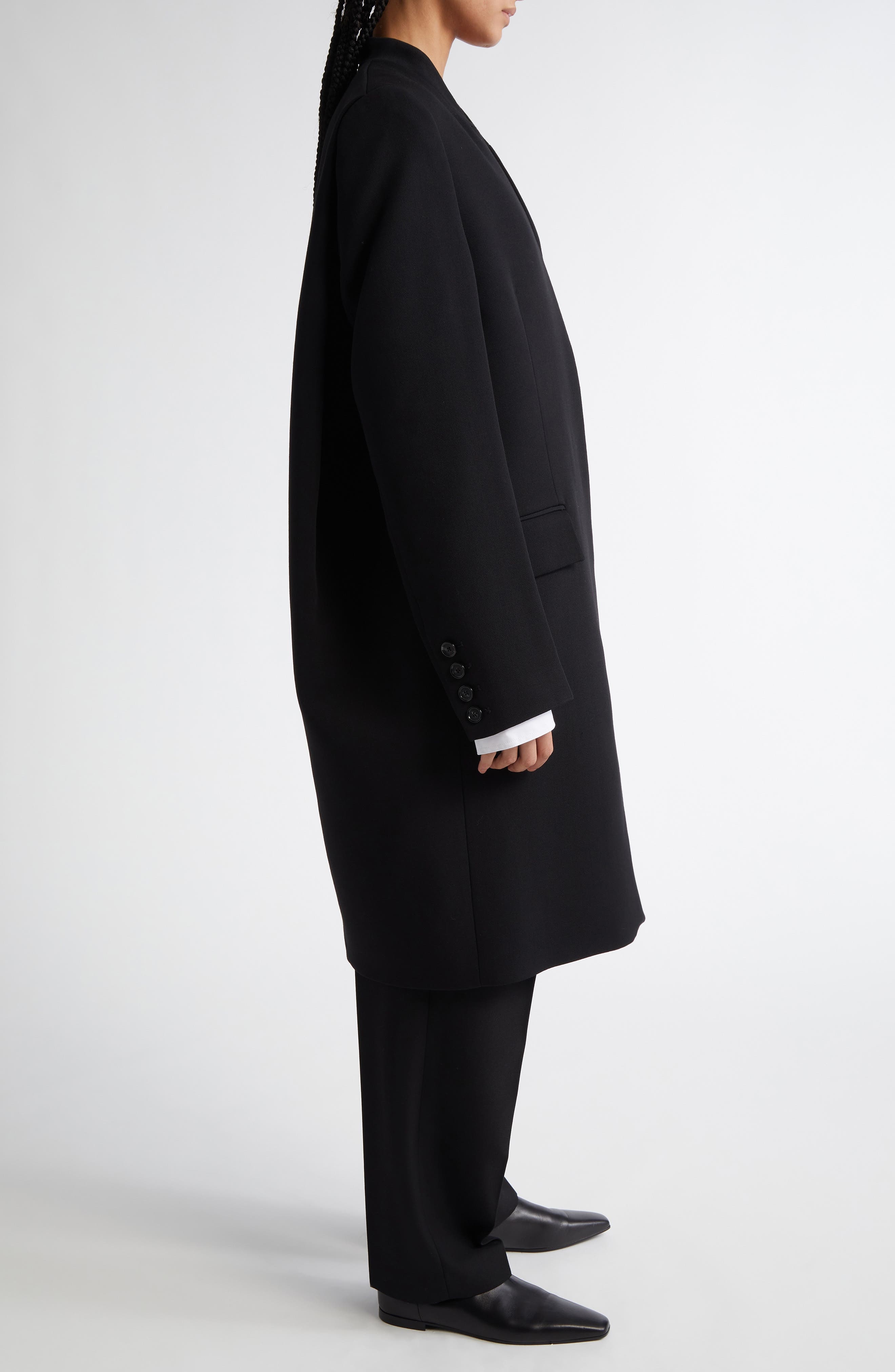 TOTEME Deep Pleated Coat in Black at Nordstrom - 4