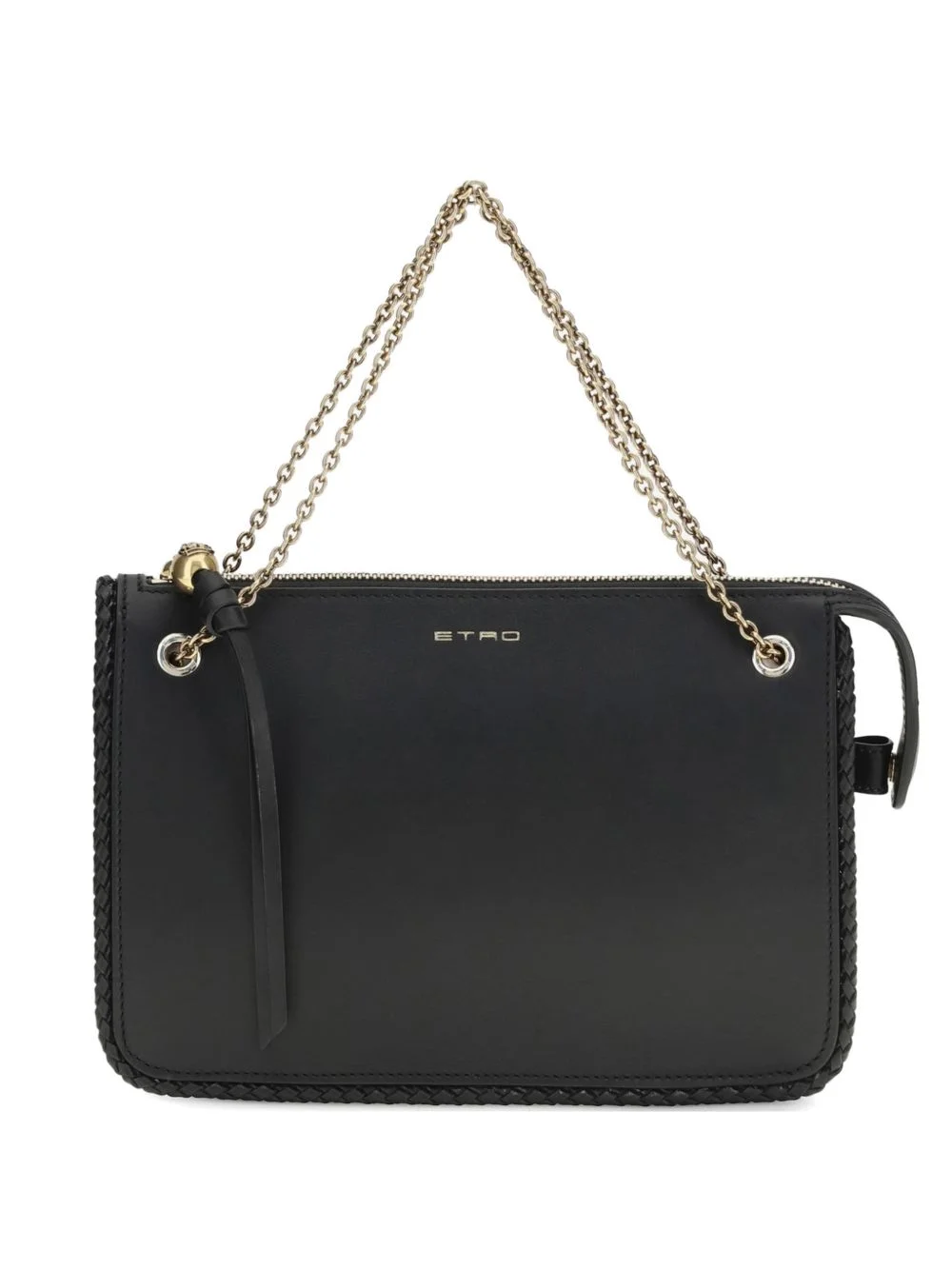 braided-trim leather crossbody bag - 1