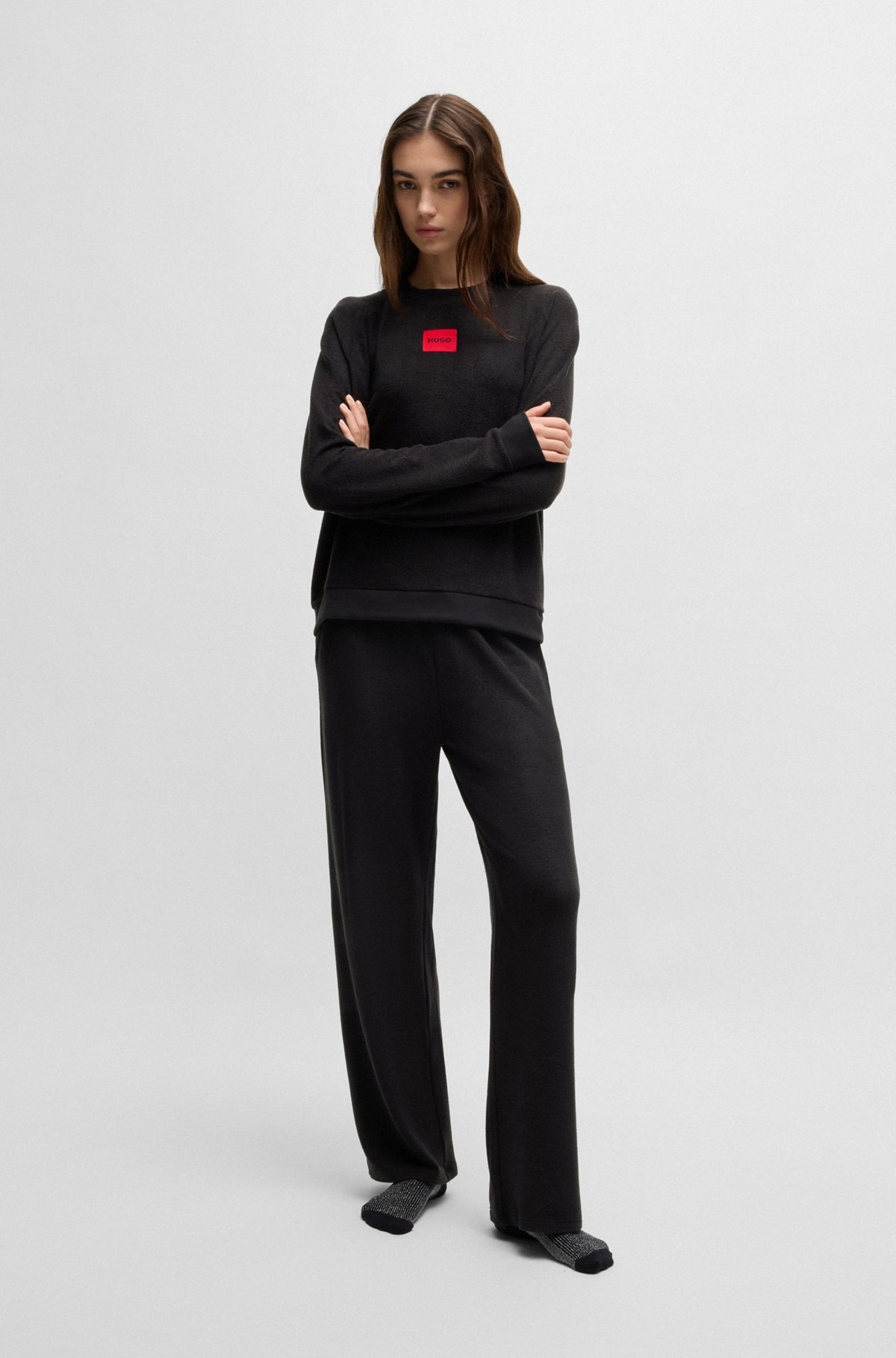 RELAXED-FIT SWEATSHIRT IN TERRY WITH RED LOGO LABEL - 3