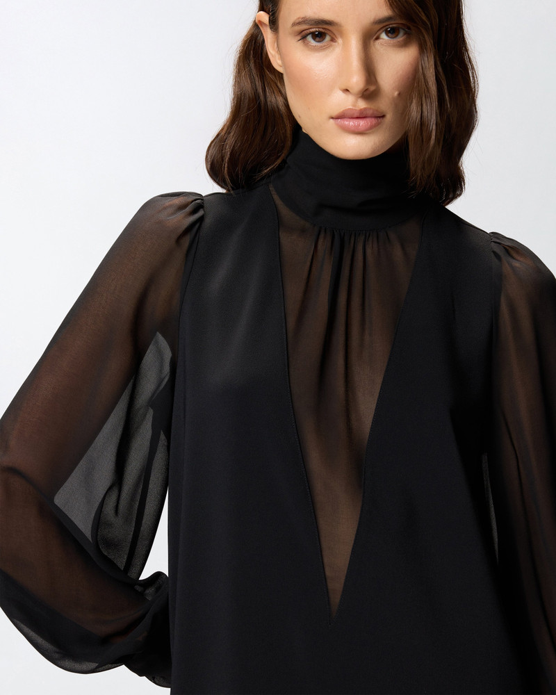 HIGH-NECK GEORGETTE MINI DRESS 6