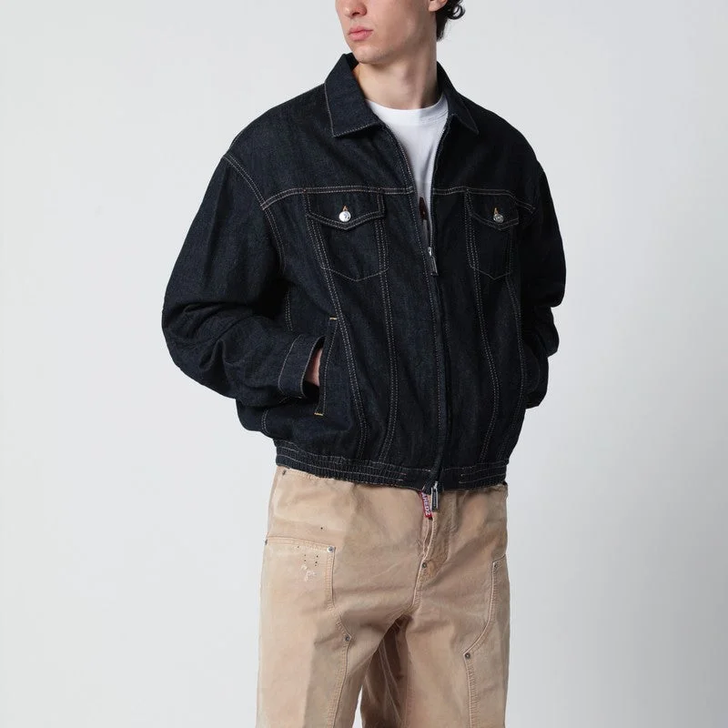 Dsquared2 Navy Blue Zip-Up Denim Jacket Men - 1
