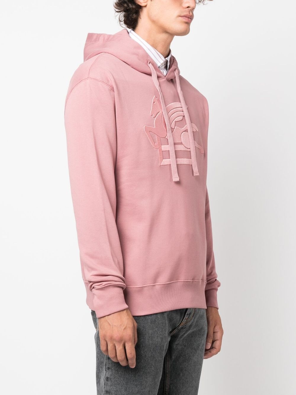 logo-embroidered cotton hoodie - 3