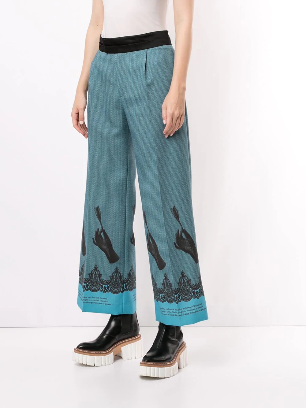 leg-print flared trousers - 3