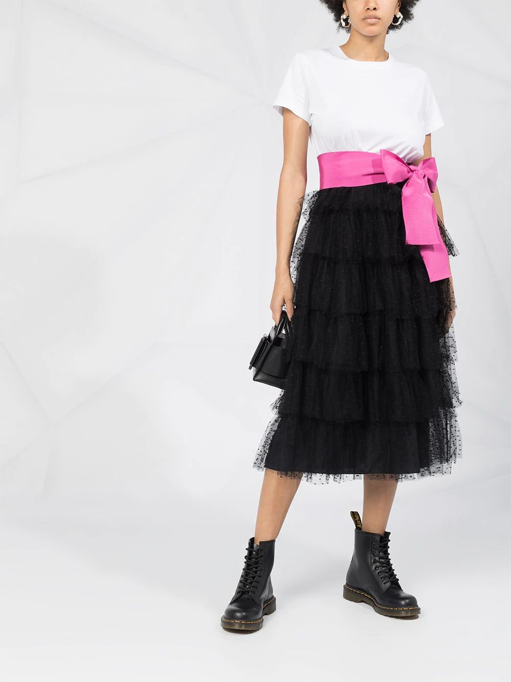 point d'esprit tulle tiered dress - 2