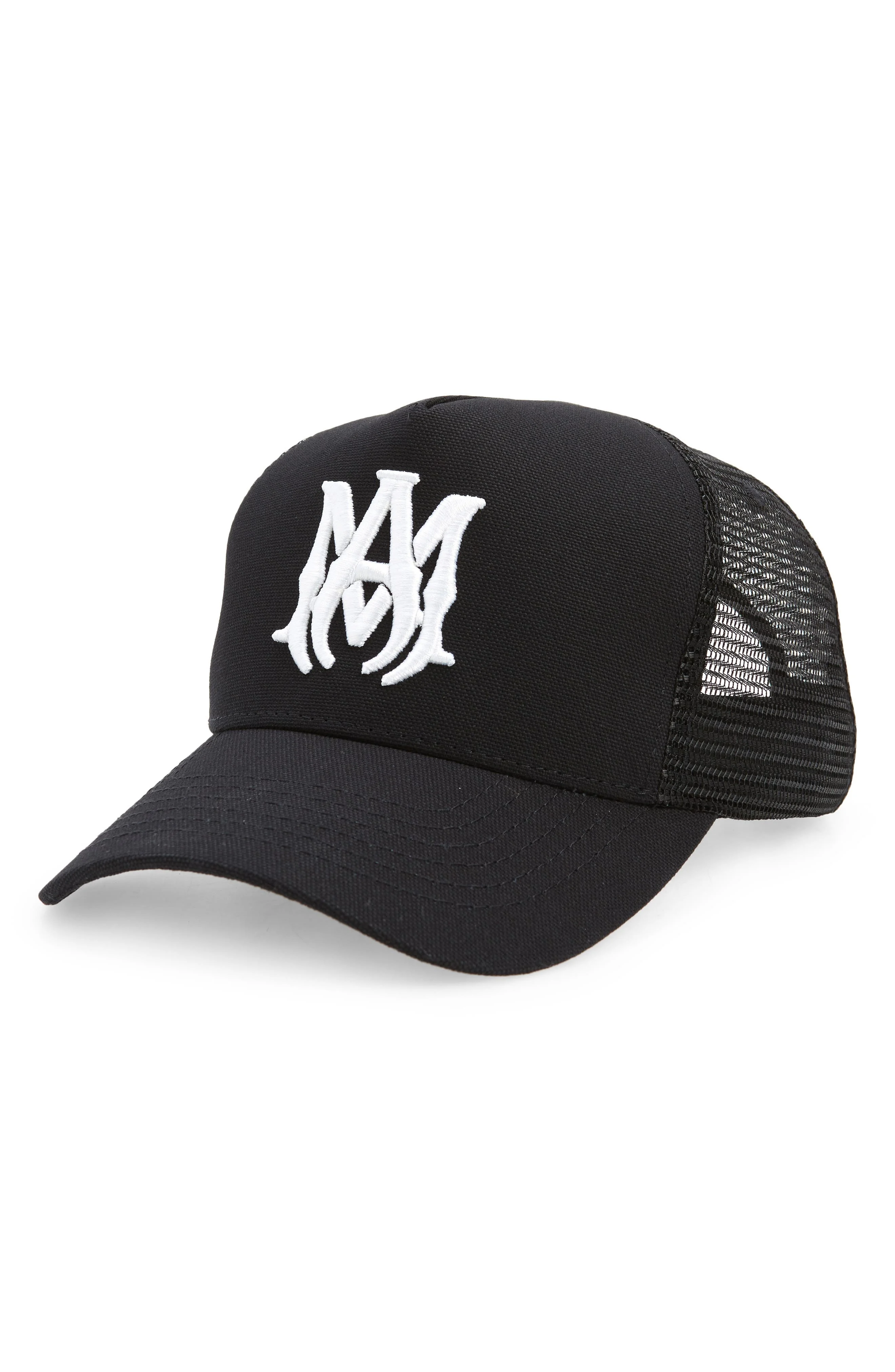 AMIRI MA Logo Trucker Hat in Black /White at Nordstrom - 1