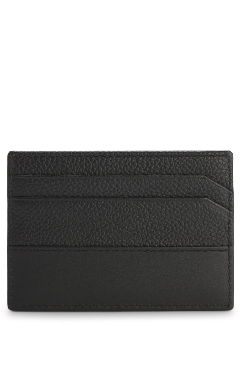 HUGO LEATHER CARD HOLDER WITH STACKED LOGO outlook