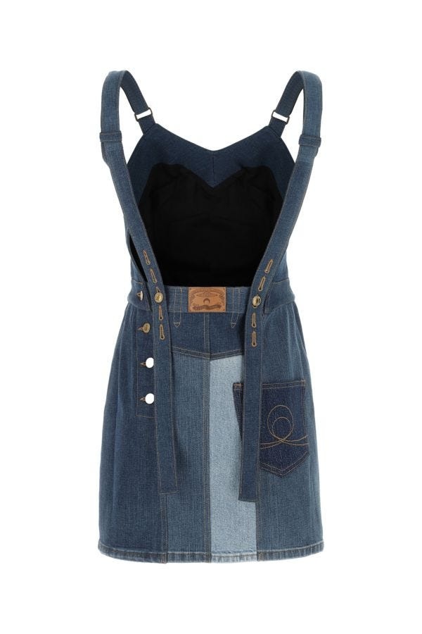 ワンピース MARINE SERRE Denim dungarees dress (D184SS23WUDENCO0005 06) Marine Serre Denim Dungarees Dress | italist