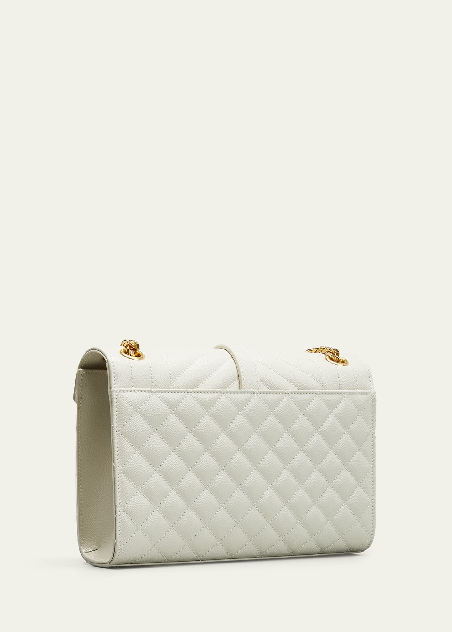 Medium Tri-Quilted Matelasse Grain de Poudre Flap Shoulder Bag, Golden Hardware - 3