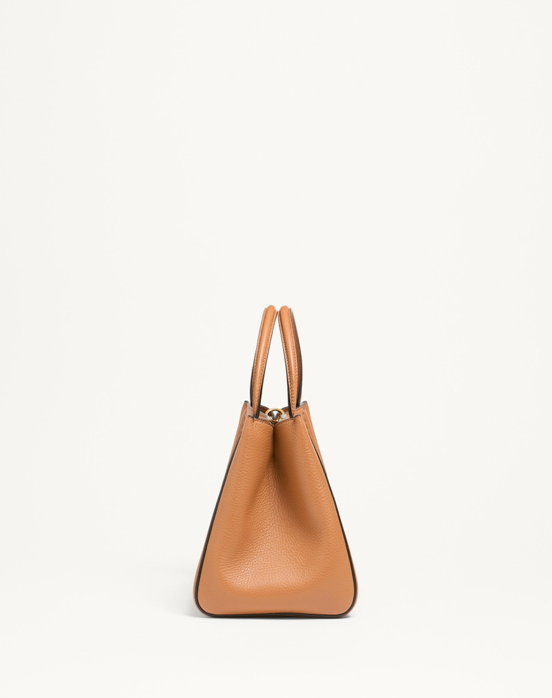 VALENTINO GARAVANI ALLTIME MEDIUM HANDBAG IN GRAINY CALFSKIN WITH JACQUARD RIBBON SHOULDER STRAP 4