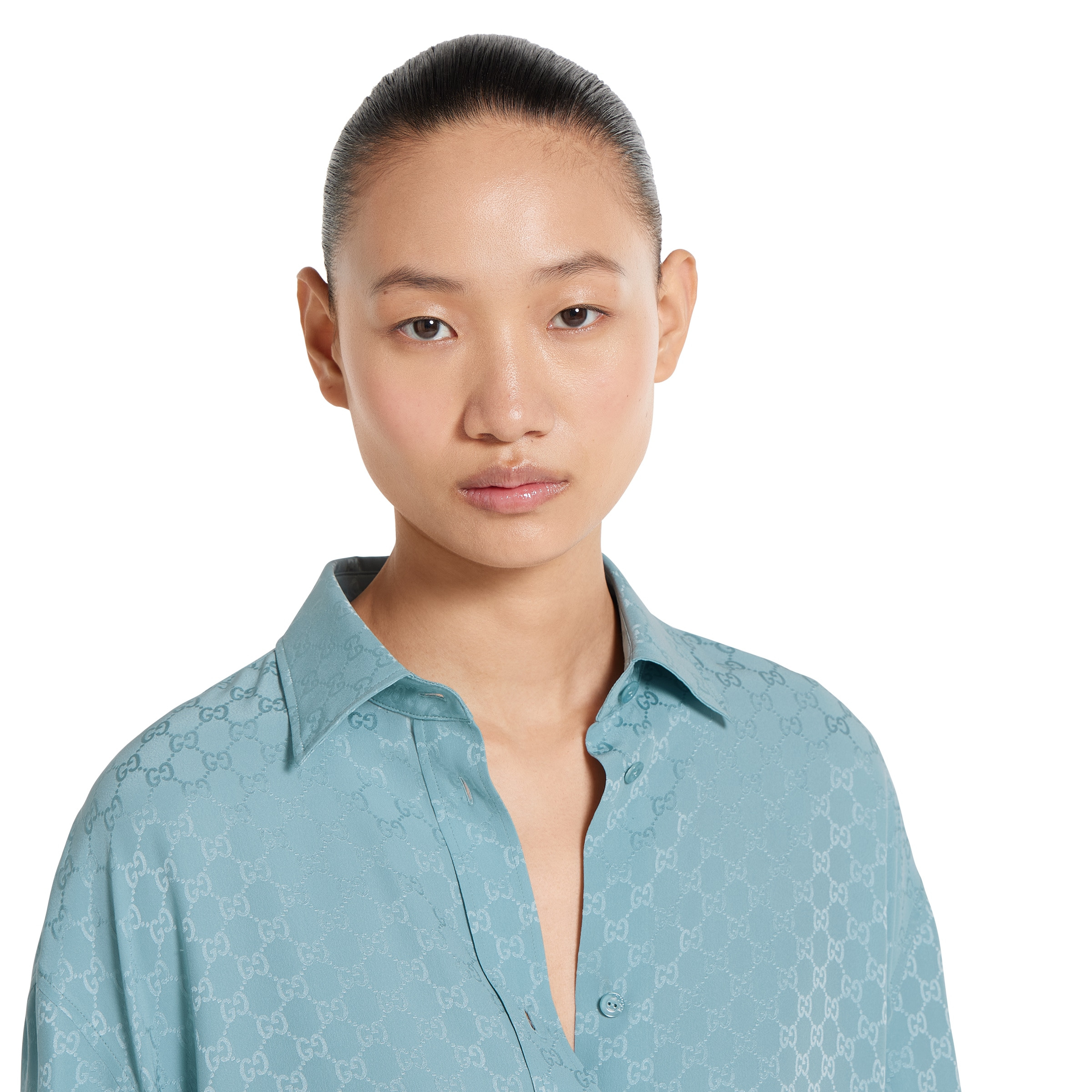 GG silk jacquard oversize shirt - 5