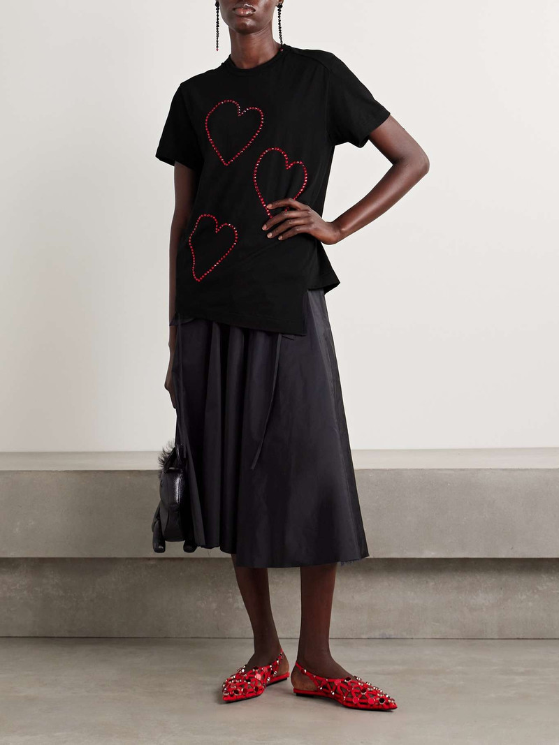 Comme des Garçons Comme des Garçons Asymmetric embellished cotton-jersey T-shirt outlook