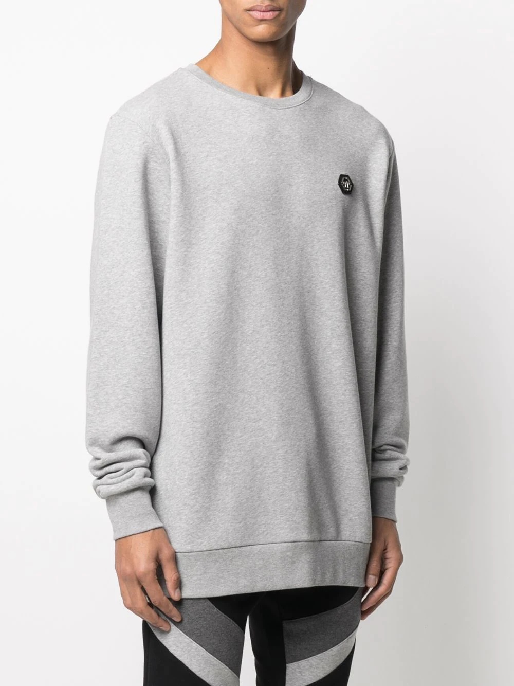 logo-patch crew neck sweatshirt - 3