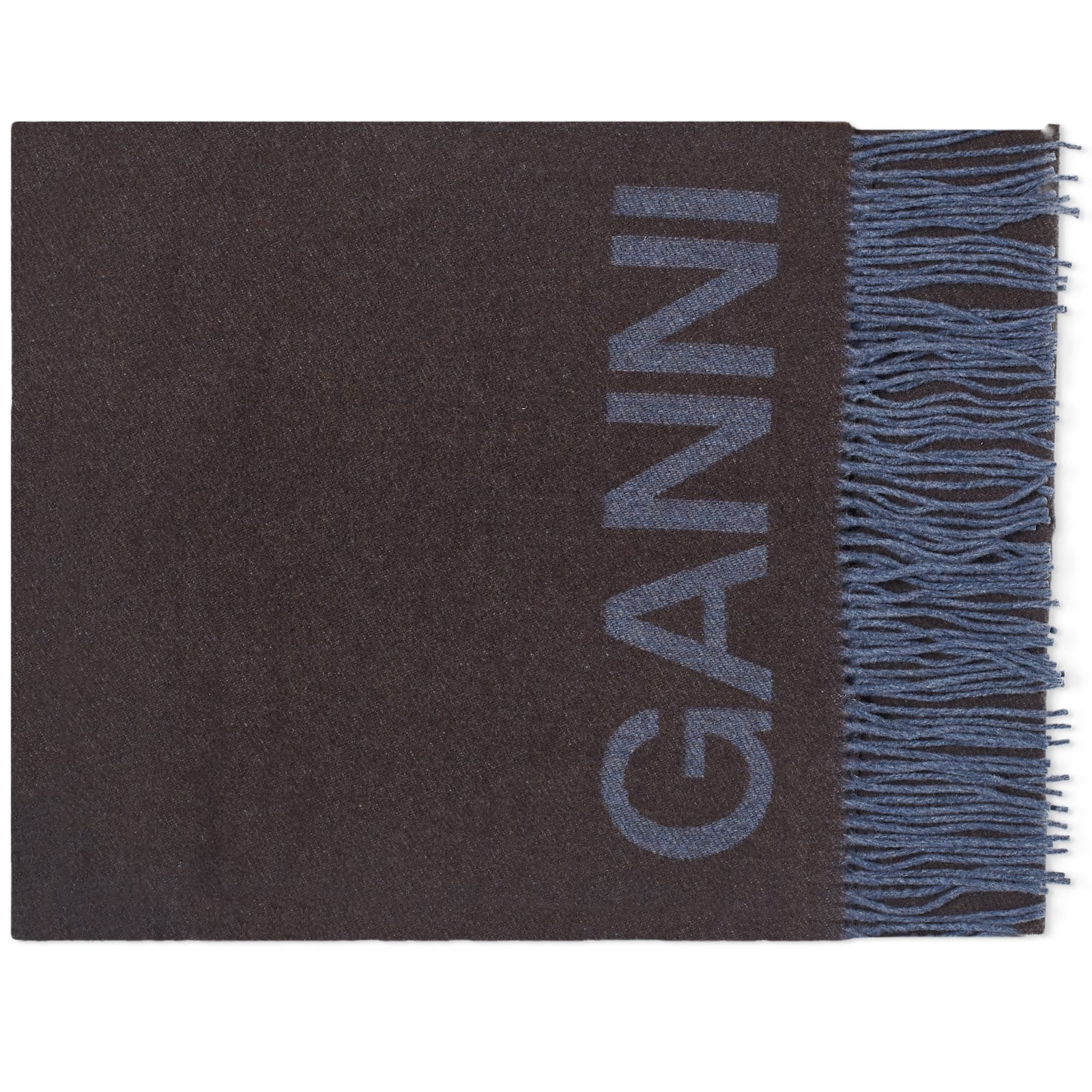 GANNI Recycled Wool Fringed Scarf - 1
