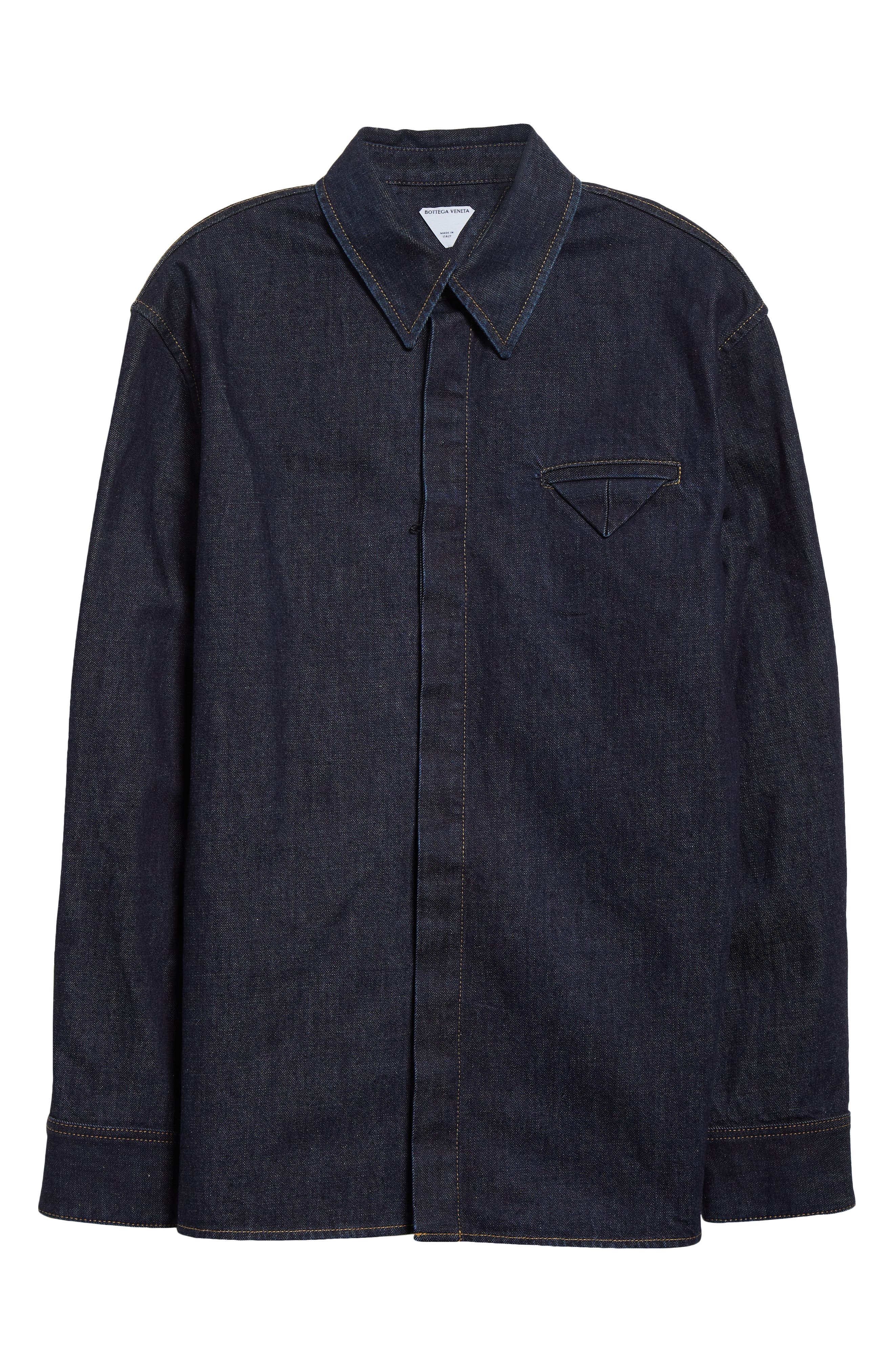Bottega Veneta Cotton Denim Button-Up Shirt in 4245 Indigo at Nordstrom - 6