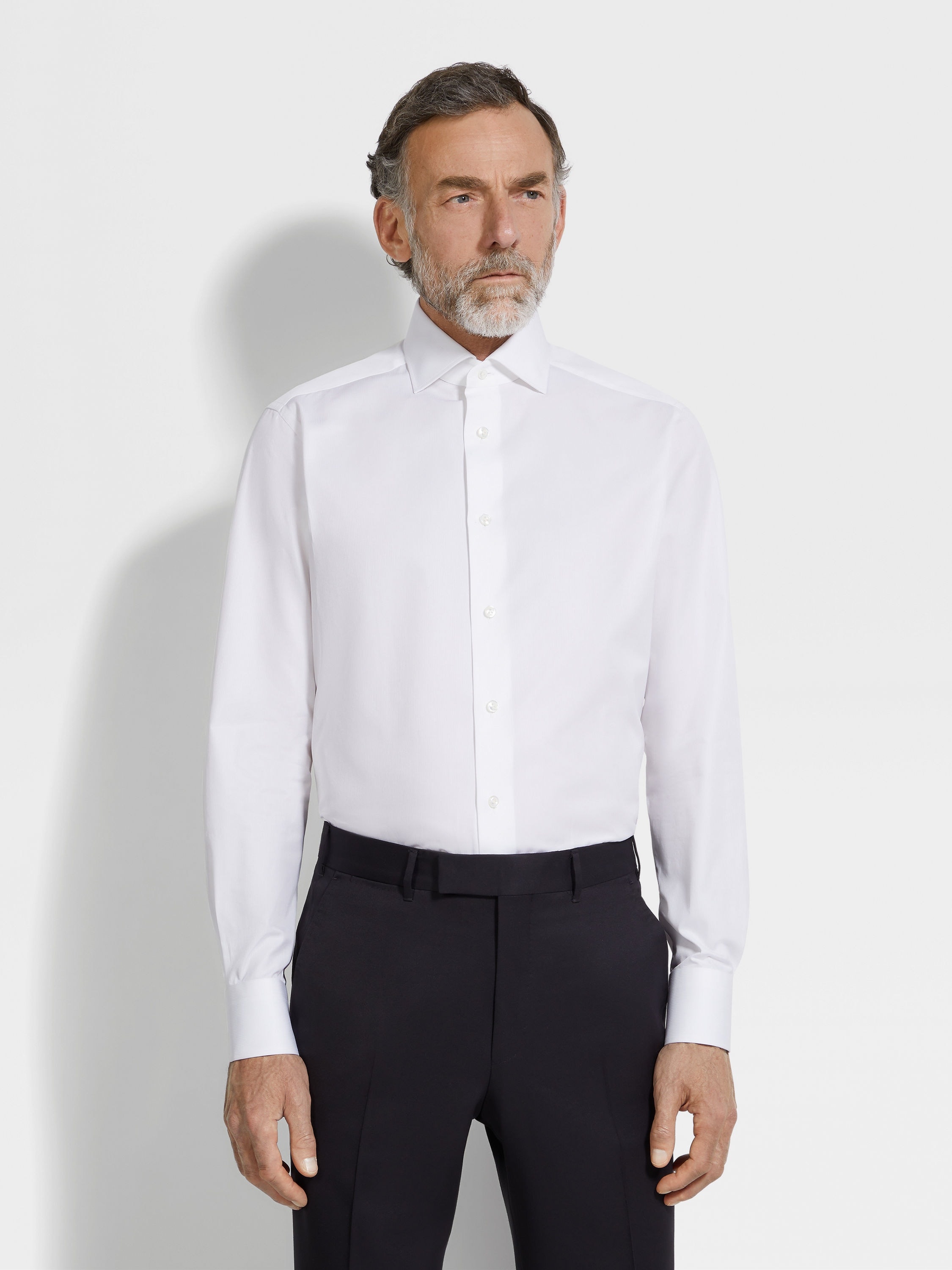 WHITE MICRO-STRIPED CENTOVENTIMILA COTTON SHIRT - 4