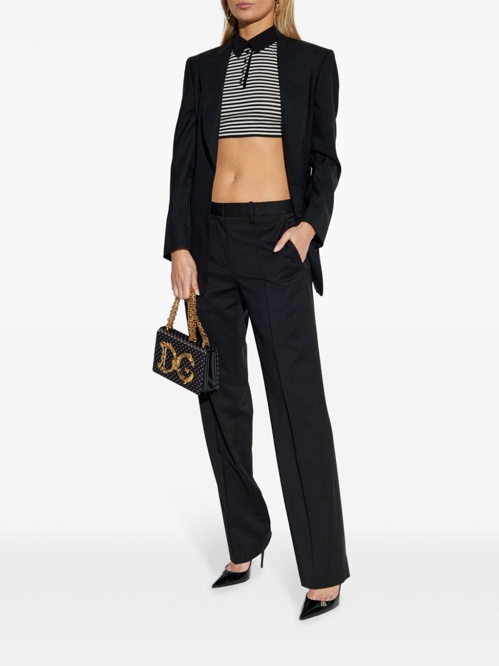 striped cropped polo shirt - 2