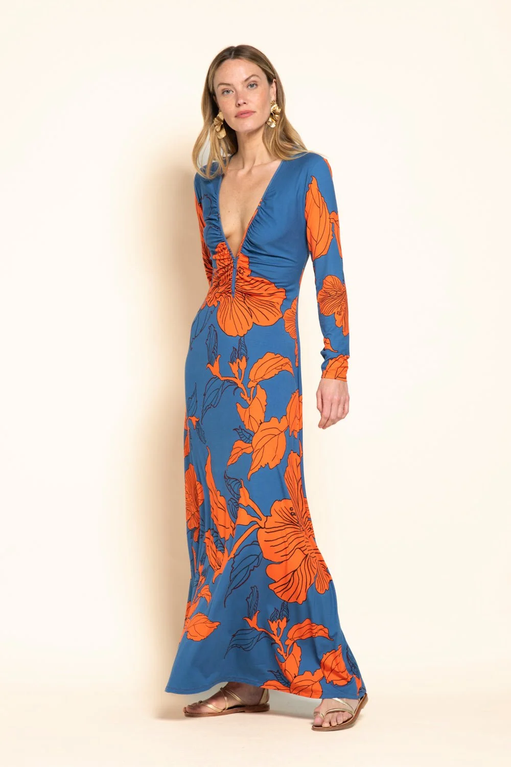 Long Dress Bossa - Blue Hibiscus - 1