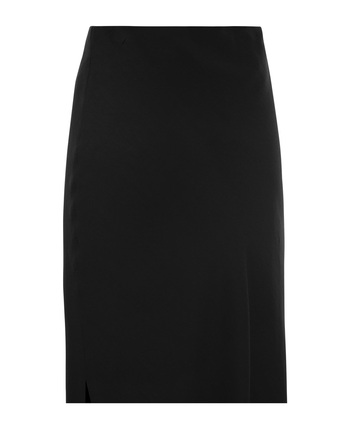 Viscose And Linen Long Pencil Skirt - 4