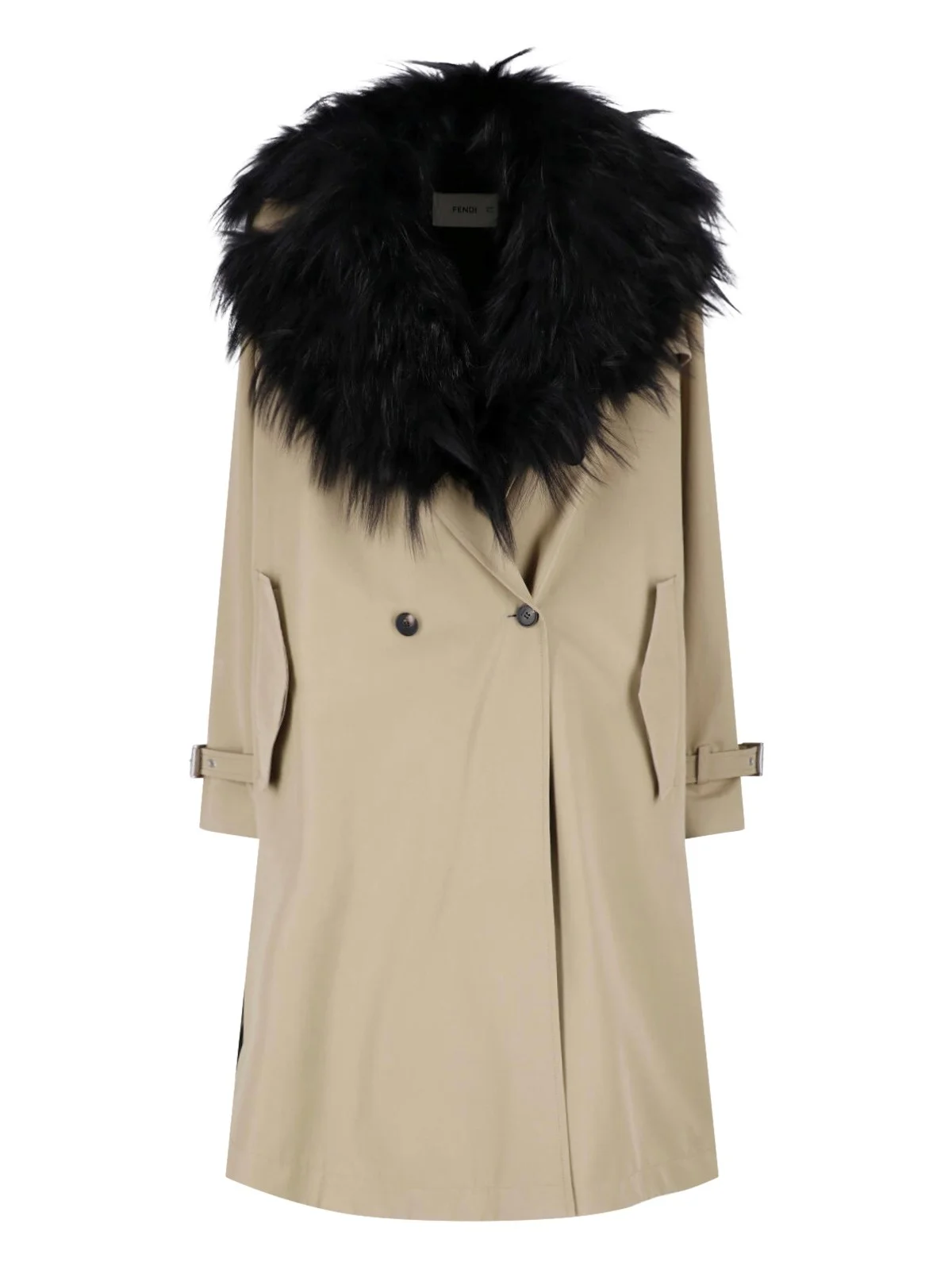 COTTON TRENCH COAT WITH FUR - 1