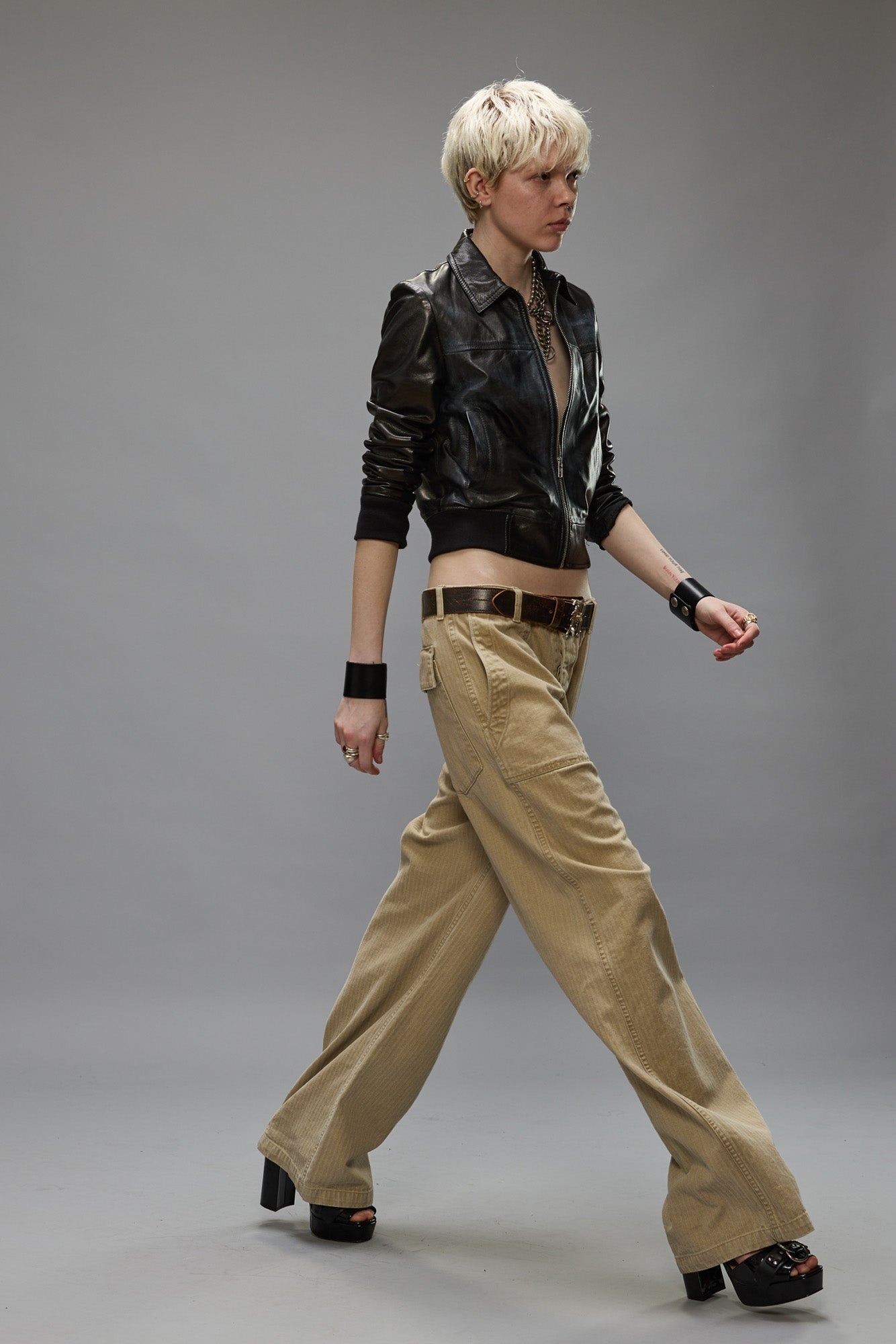 WIDE LEG UTILITY PANT - BEIGE - 2