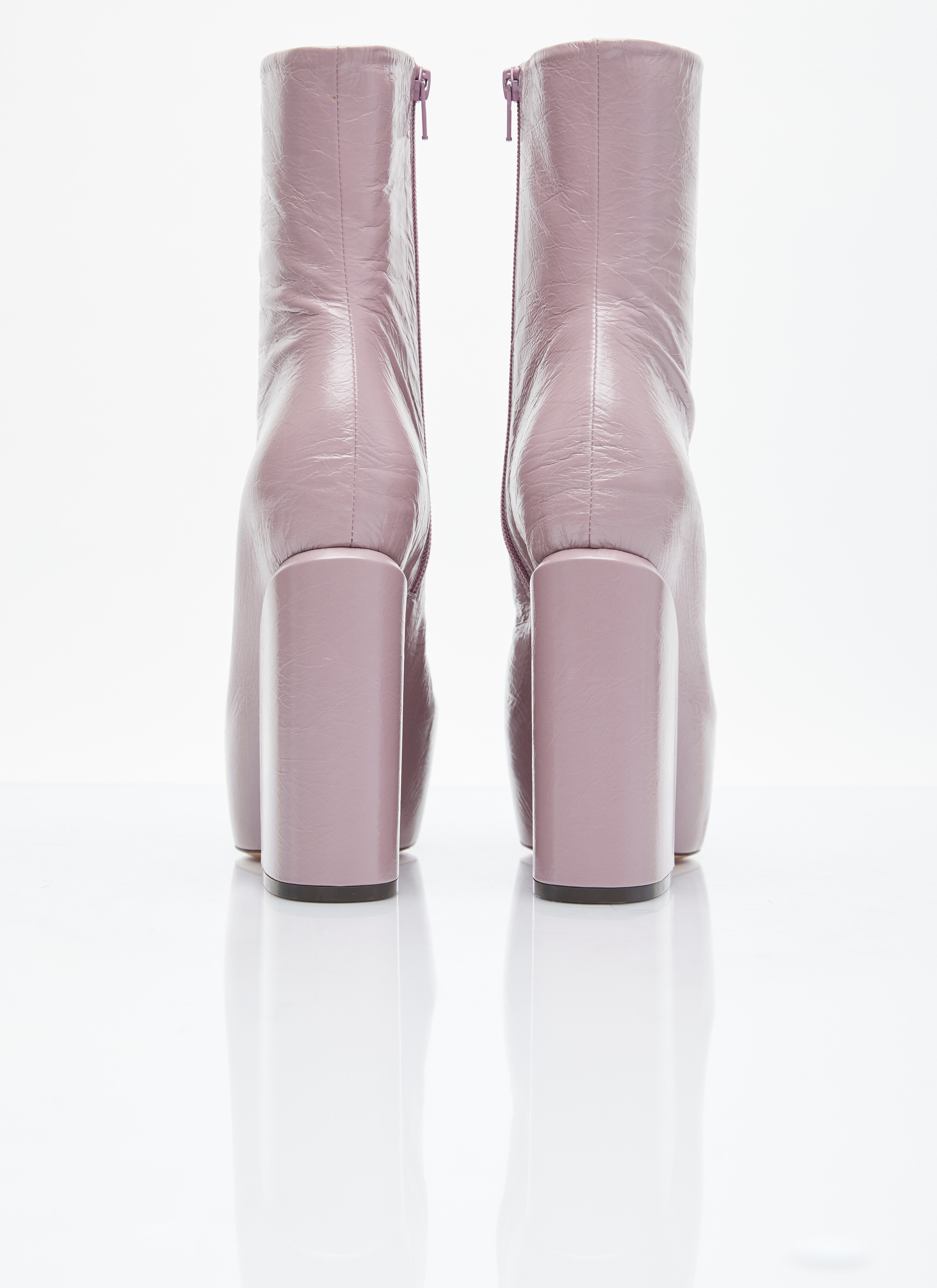 Platform Heel Leather Boots - 6