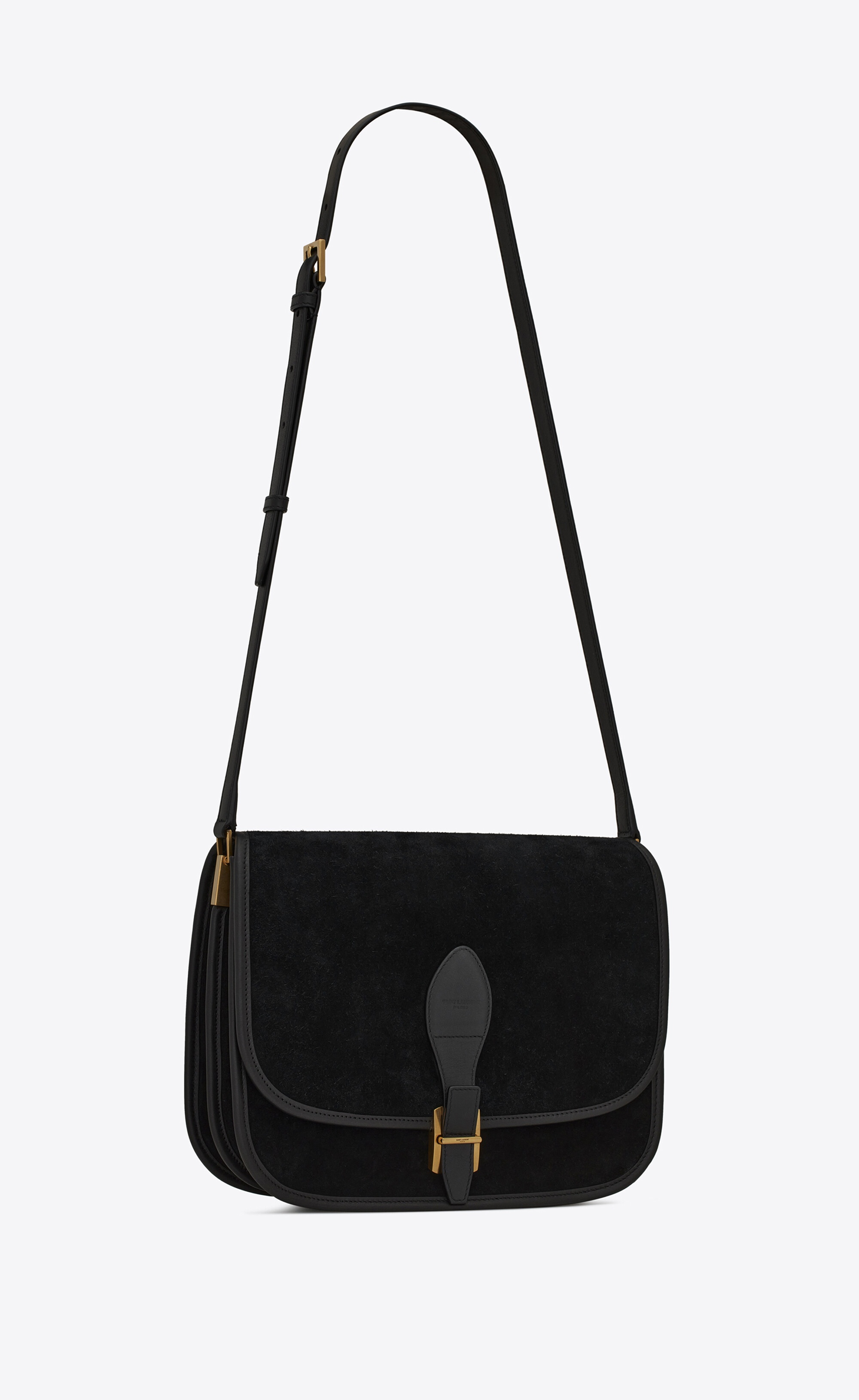 medium francoise satchel in suede and goya leather - 6
