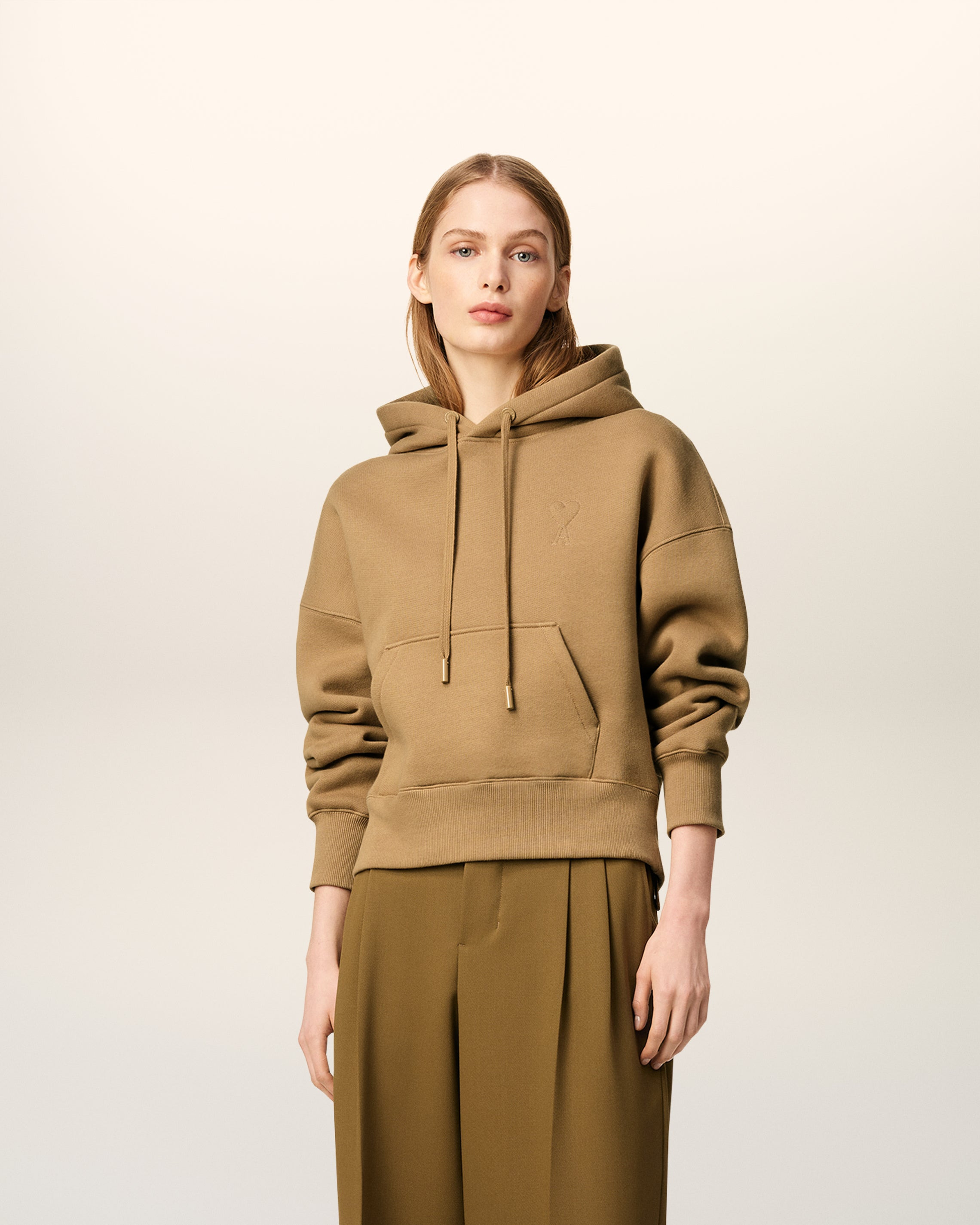 BROWN COTTON AMI DE COEUR HOODIE - 2