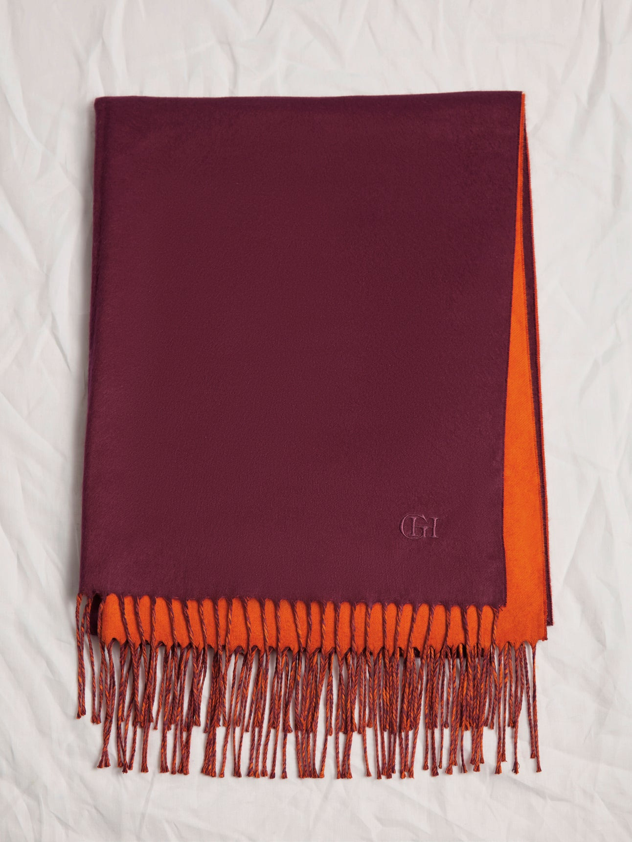 Hollis Fringe Scarf in Spice & Bordeaux Silk - 3