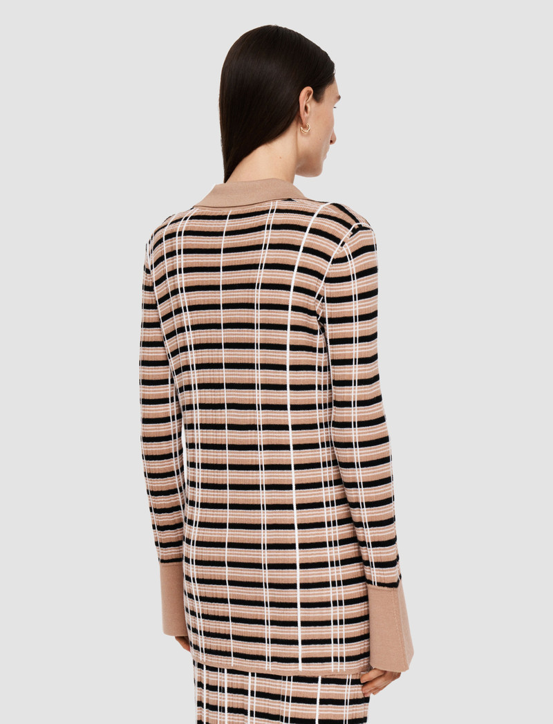 Check Wool & Silk Polo Top 4