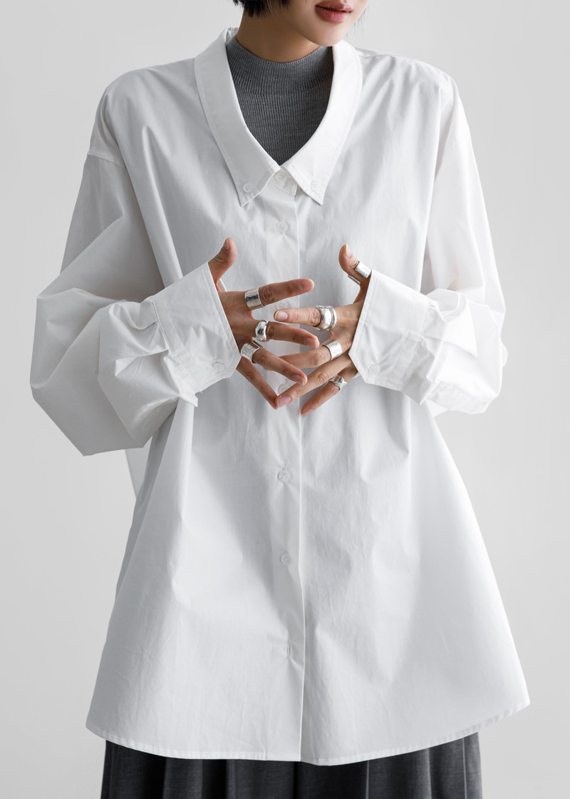 Revel Poplin Oversized Shirt - White 1