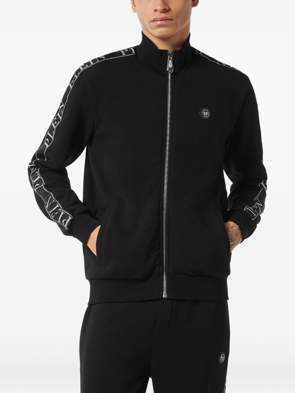 logo-tape zip-up track jacket - 2