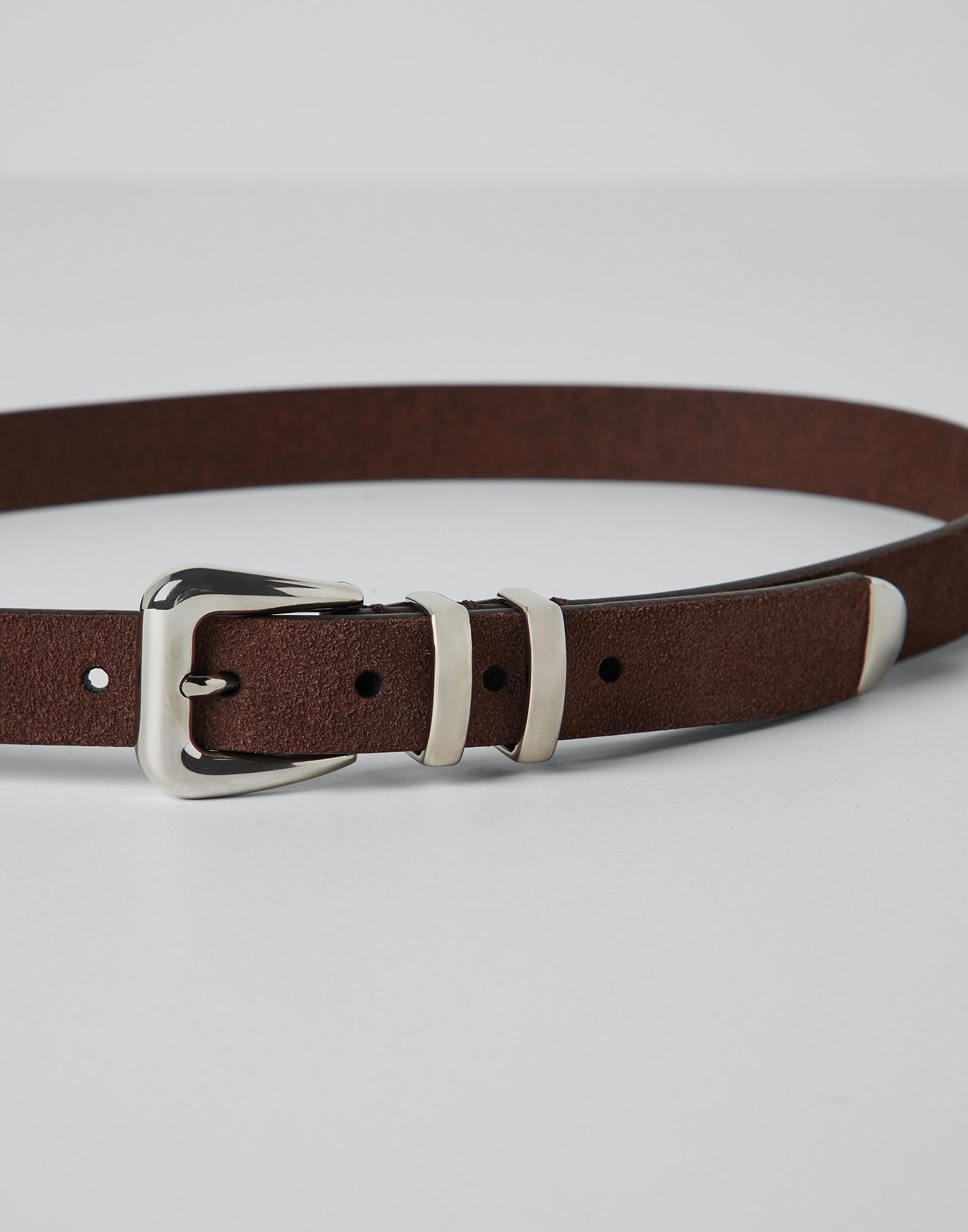 Reversed leather belt with double keeper and tip - 2