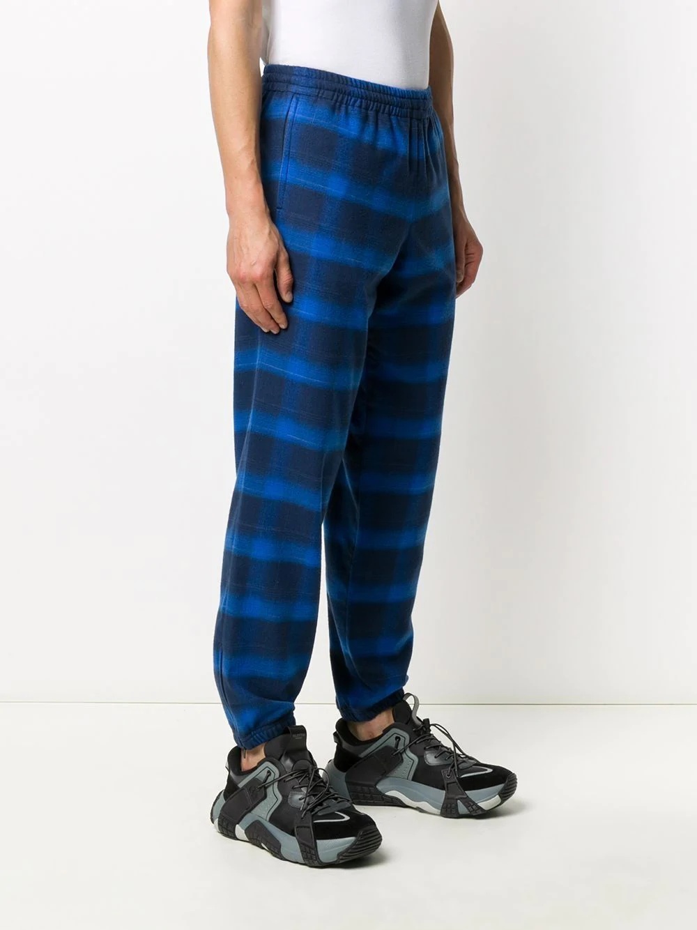 check-pattern tapered track pants - 3