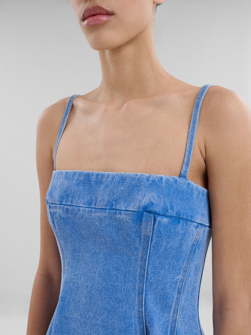 LIGHT BLUE COATED DENIM BALLOON DRESS - 4