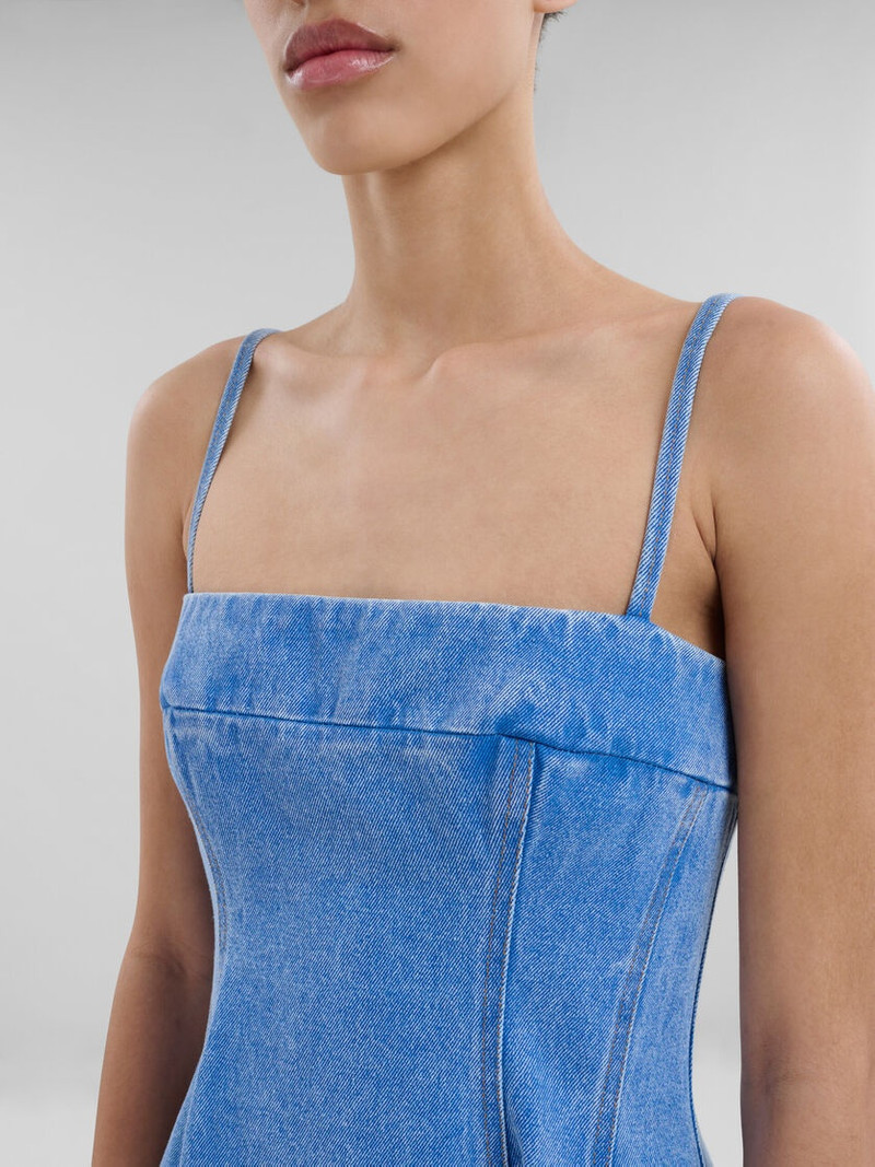 LIGHT BLUE COATED DENIM BALLOON DRESS 4