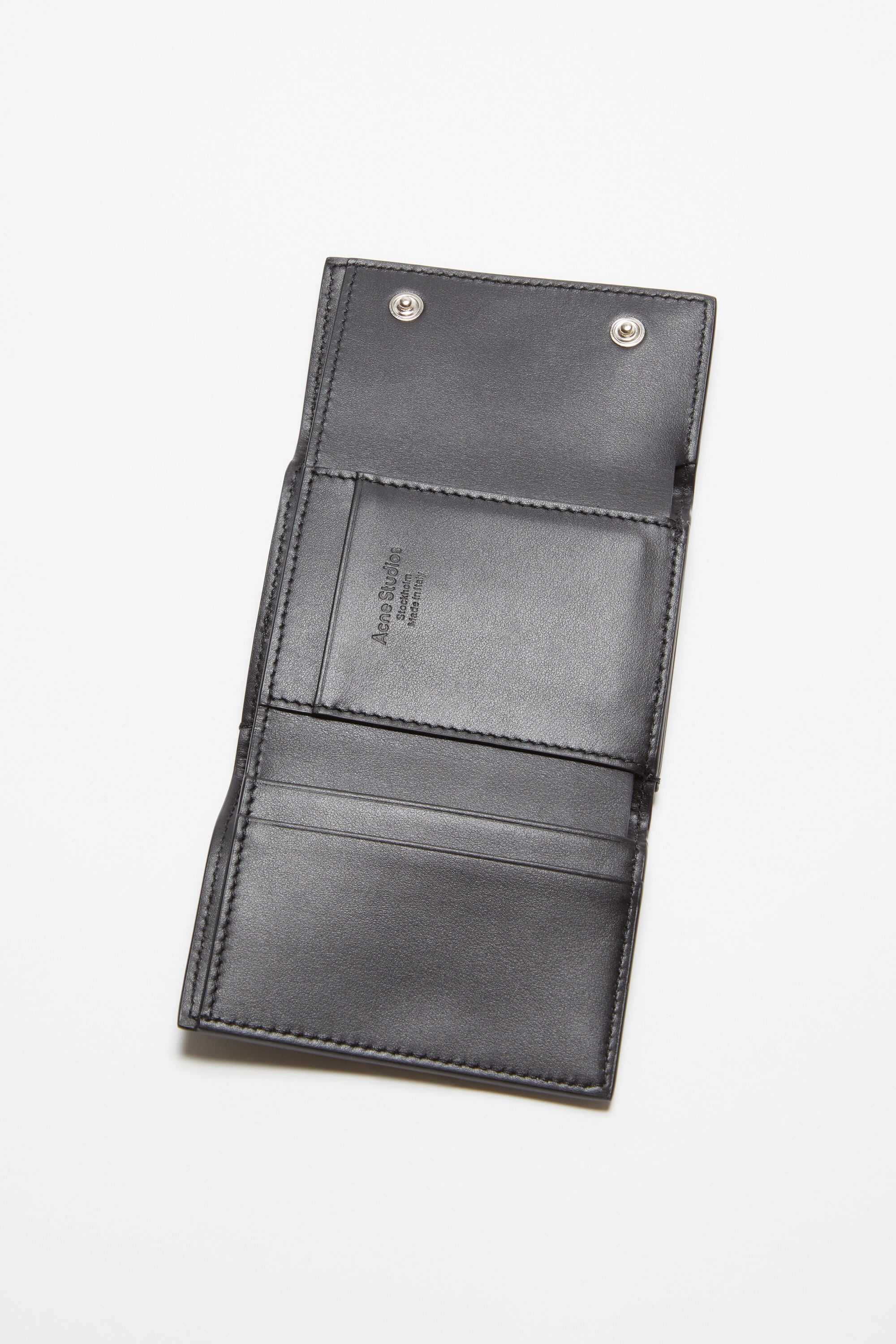 Trifold leather wallet - Black - 6