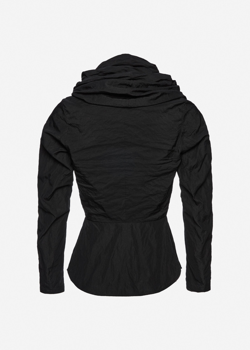 Shawl collar fitted blouse in black 2