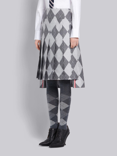 Thom Browne Medium Grey Wool Argyle Pleated Yoke Waistband Skirt outlook