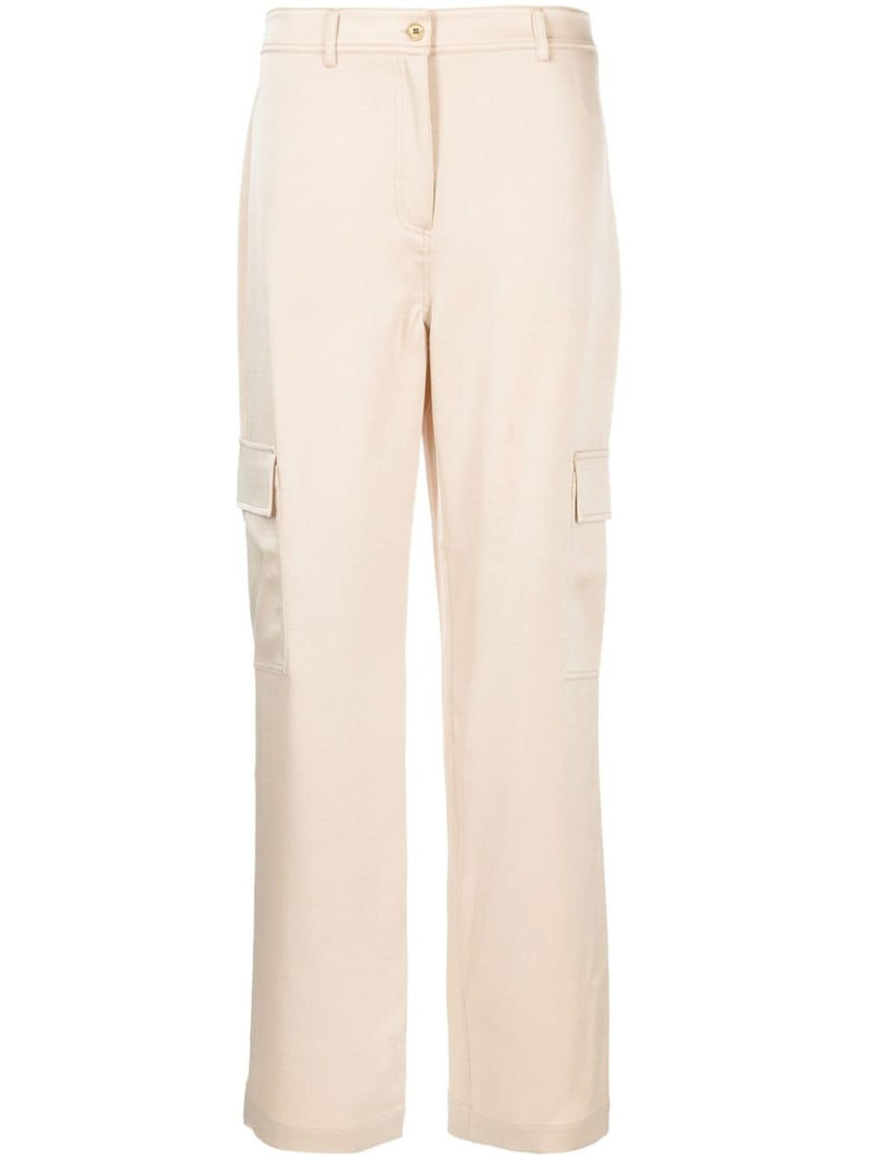 straight-leg satin-finish trousers 1