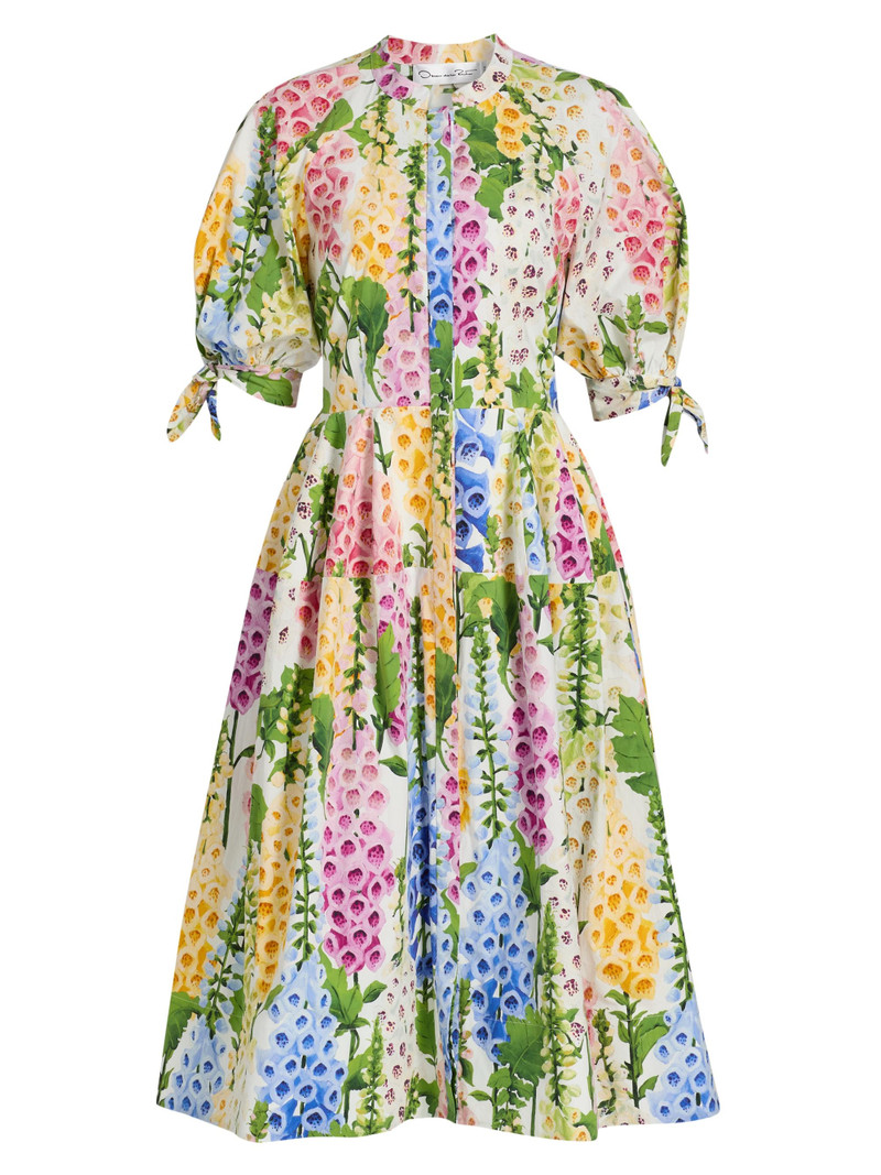 Women's Floral Stretch-Cotton Poplin Midi-Dress - White Multi 1
