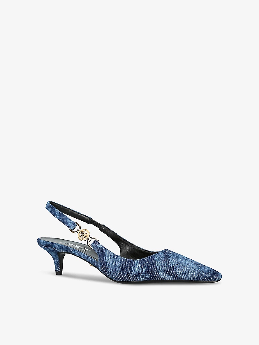 Medusa 40 denim slingback courts - 3