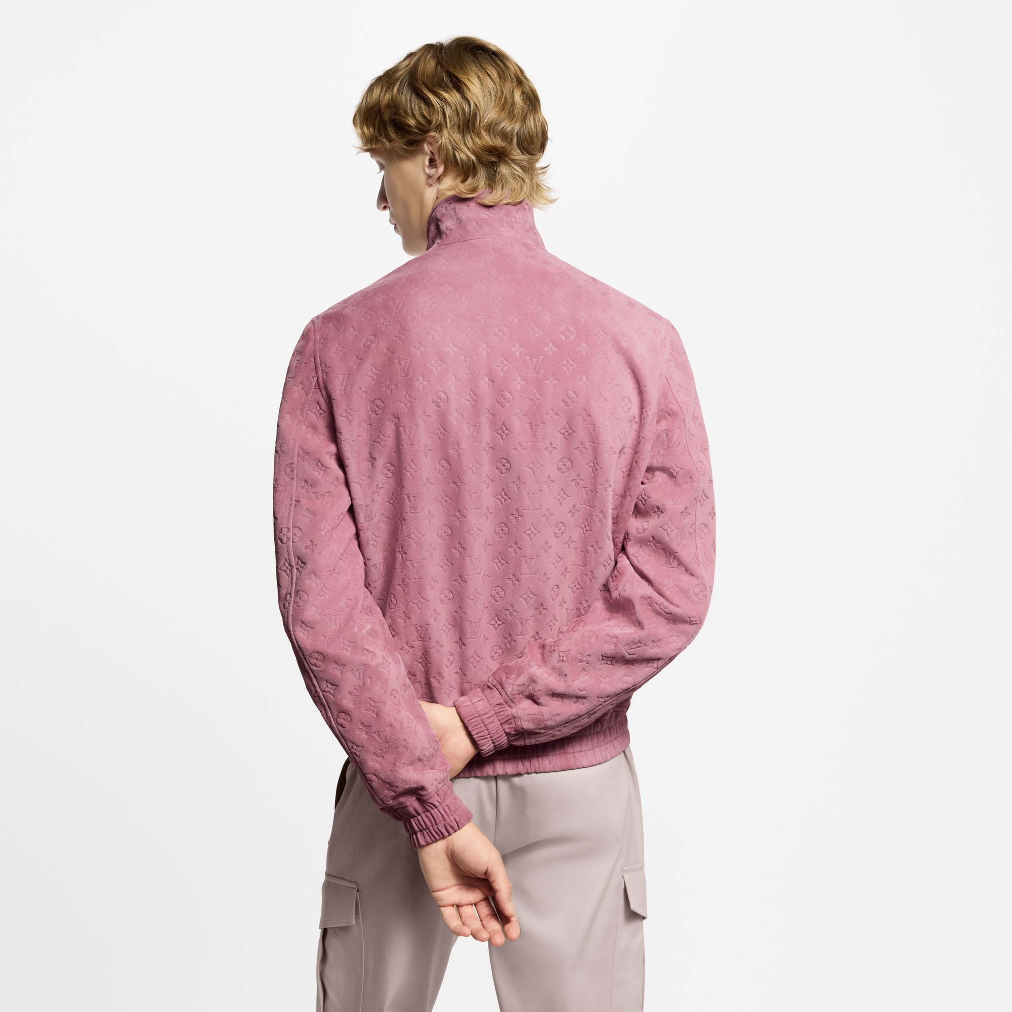 Monogram Debossed Leather Tracksuit Jacket - 5