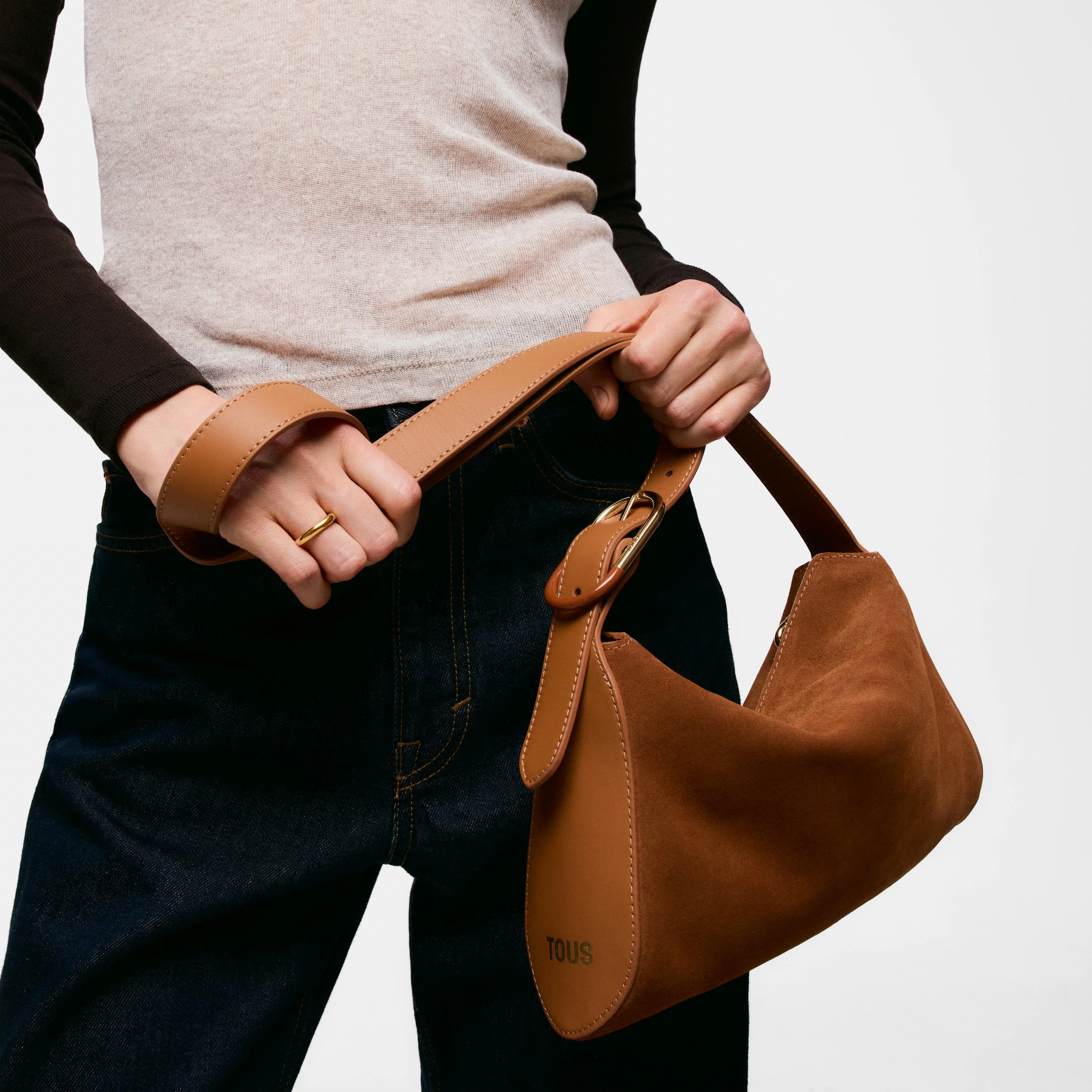 Small leather camel-colored Crossbody bag TOUS Arlette - 1