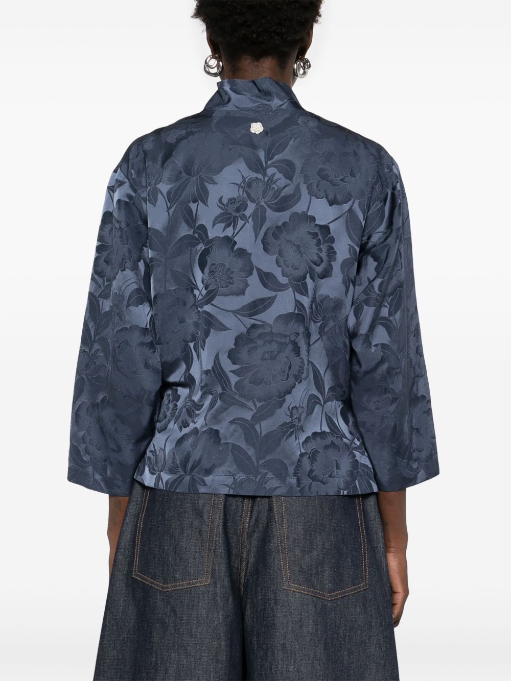 floral-jacquard jacket - 4