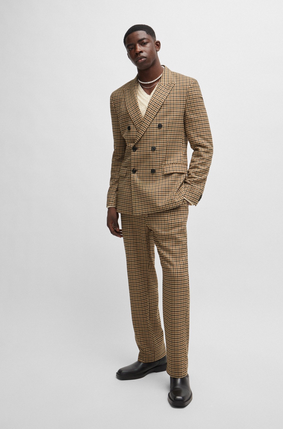 EXTRA-SLIM-FIT JACKET IN HOUNDSTOOTH STRETCH MATERIAL - 3
